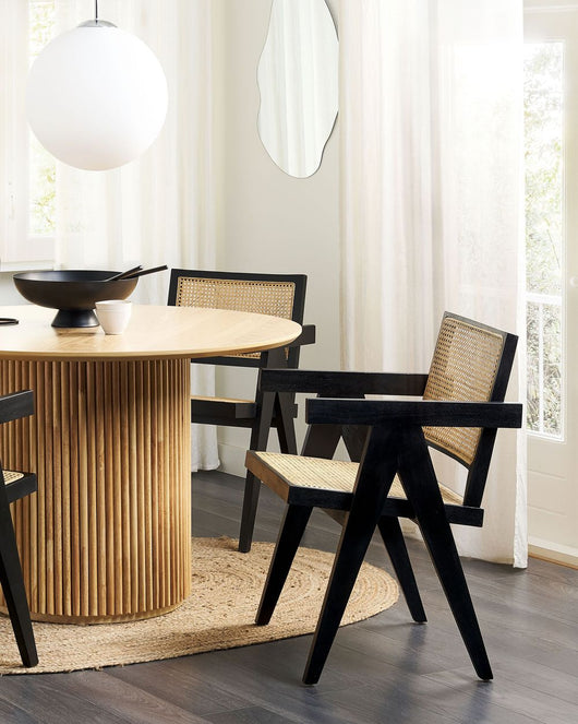 Sedia da pranzo naturale nero mogano legno chiaro rattan schienale minimalista soggiorno sala da pranzo