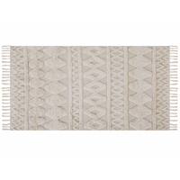 Tappeto minimalista beige in cotone con motivo geometrico 80 x 150 cm