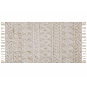 Tappeto minimalista beige in cotone con motivo geometrico 80 x 150 cm