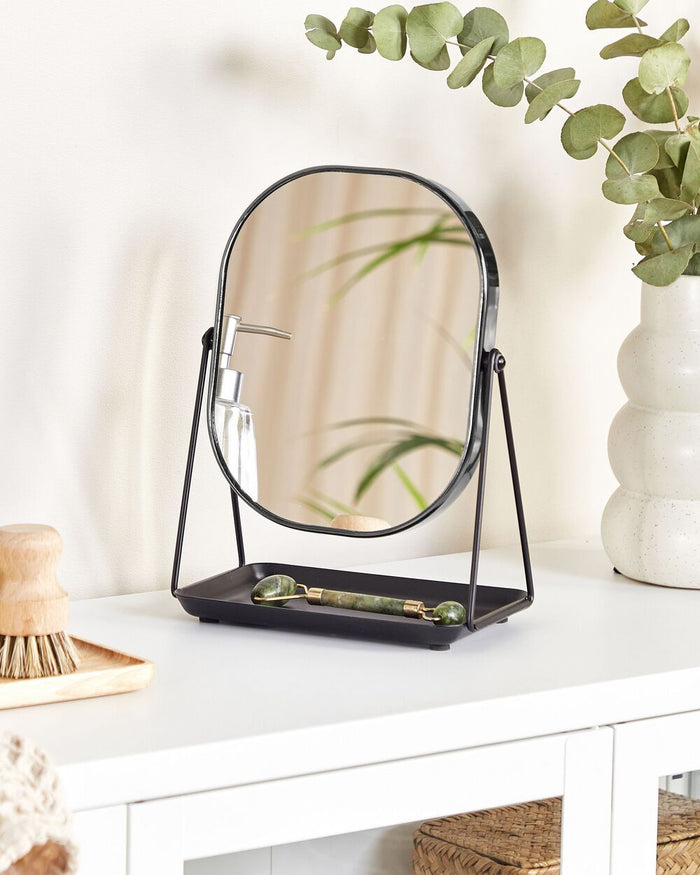 Specchio make up decorativo da tavolo nero 20 x 22 cm bagno camera da letto moderno