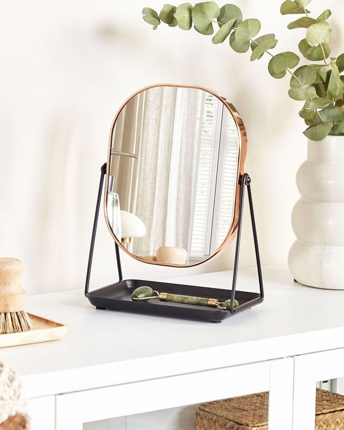 Specchio make up decorativo da tavolo oro rosa 20 x 22 cm bagno camera da letto