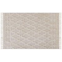 Tappeto Beige di Cotone Fatto a mano stile marocchino motivo con quadrifogli 140 x 200 cm