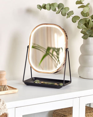 Specchio LED make up da tavolo 20 x 22 cm color oro rosa bagno camera da letto moderno