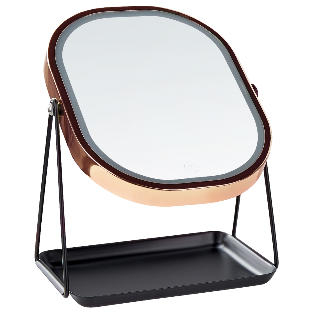 Specchio LED make up da tavolo 20 x 22 cm color oro rosa bagno camera da letto moderno