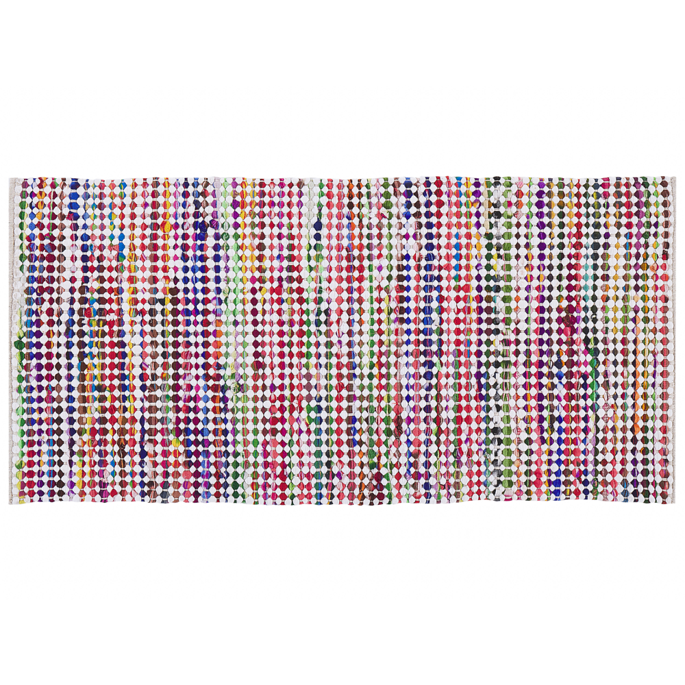 Tappeto tappetino Multicolore Poliestere Cotone 80 x 150 cm Rettangolare Tessuto a Mano Boho Eclettico