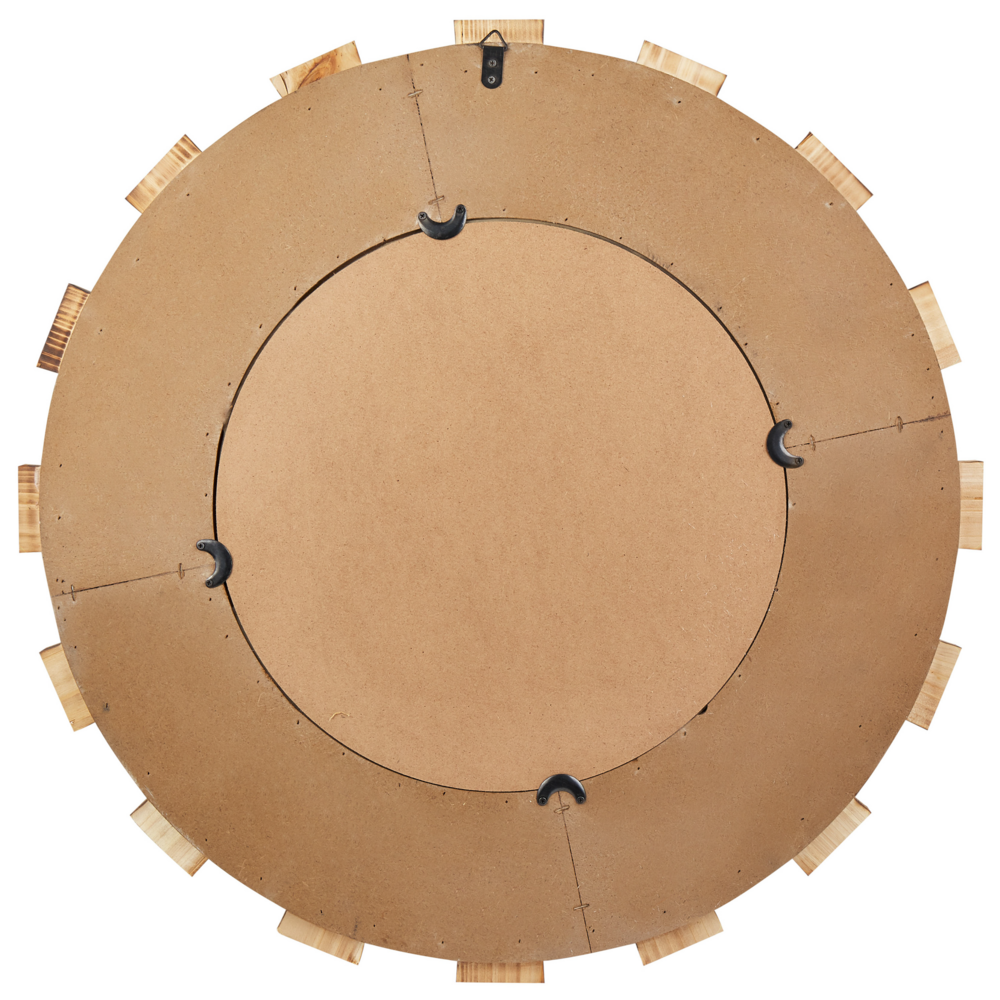 Specchio  parete  legno chiaro MDF impiallacciato 66 cm Rotondo Decorativo Fatto  mano Stile rustico