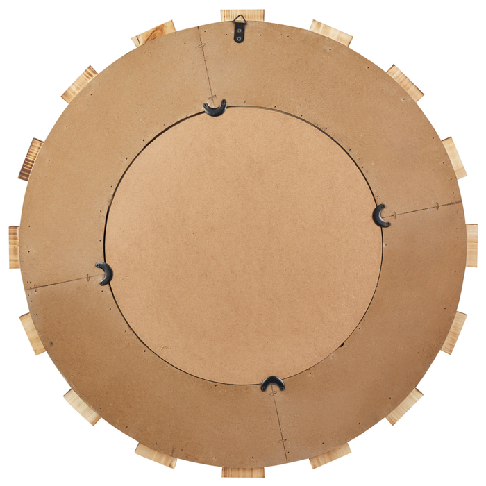 Specchio  parete  legno chiaro MDF impiallacciato 66 cm Rotondo Decorativo Fatto  mano Stile rustico