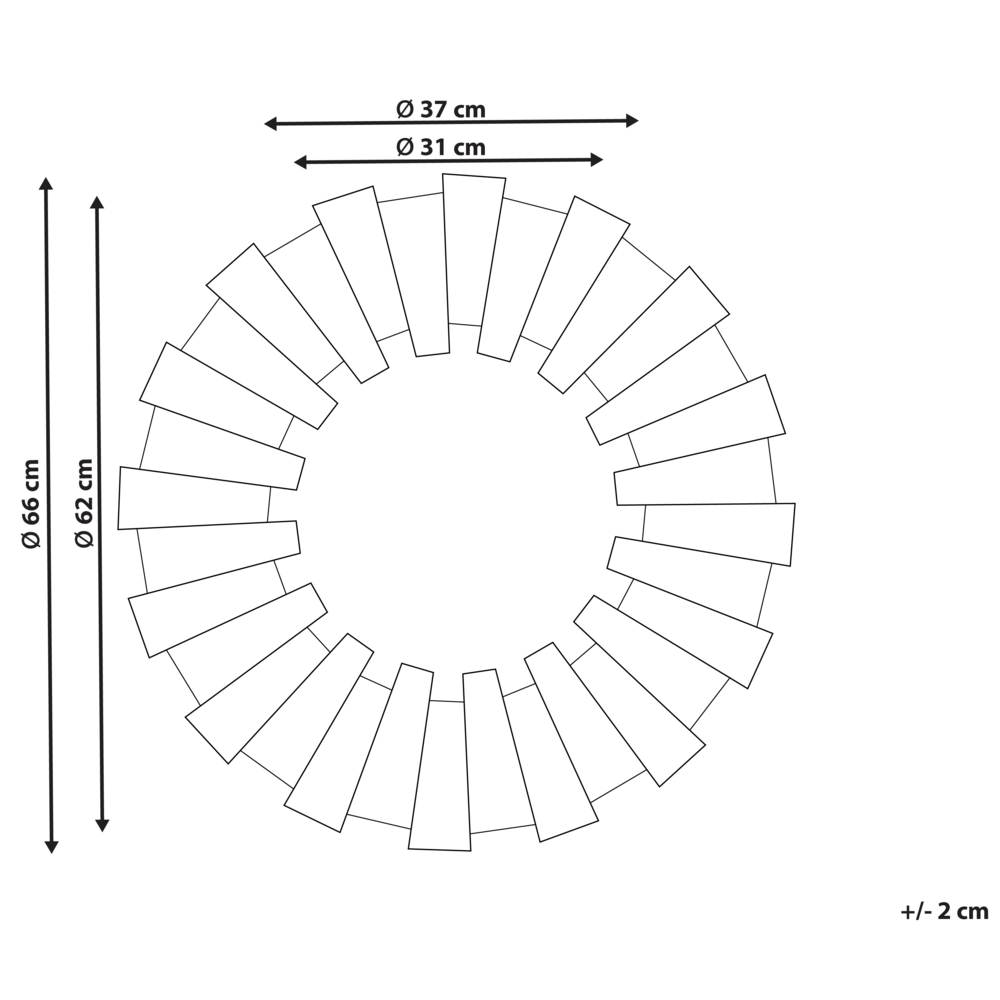 Specchio  parete  legno chiaro MDF impiallacciato 66 cm Rotondo Decorativo Fatto  mano Stile rustico