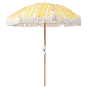 Ombrellone giardino tessuto bianco palo in legno faggio 150 cm Ombrellone esterno rotondo giardino retrò inclinabile resistente ai raggi UV