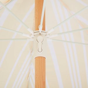 Ombrellone giardino tessuto bianco palo in legno faggio 150 cm Ombrellone esterno rotondo giardino retrò inclinabile resistente ai raggi UV