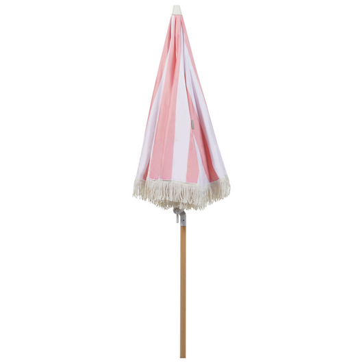 Ombrellone giardino tessuto bianco palo in legno faggio 150 cm Ombrellone esterno rotondo giardino retrò inclinabile resistente ai raggi UV