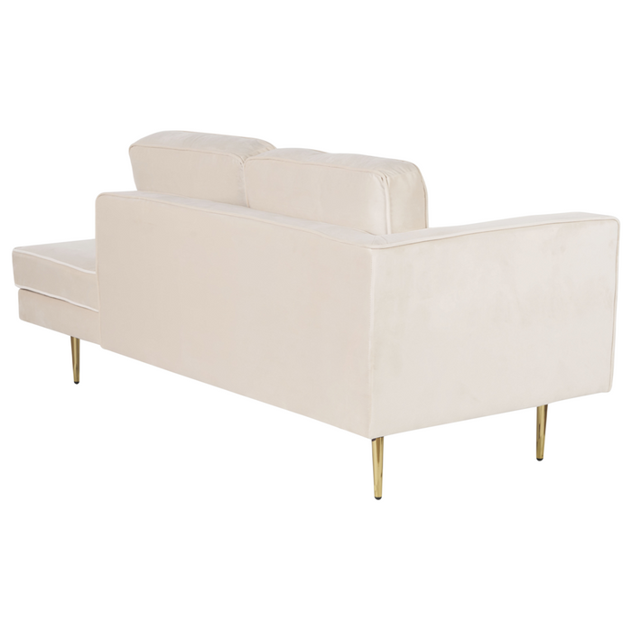 Chaise longue Velluto beige e oro Imbottito Orientamento versione sinistra Gambe In Metallo Cuscino  Design Moderno