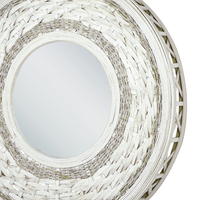 Specchio da parete in legno chiaro naturale di bambù ø 61 rotondo decorativo montato a parete pezzo d'accento