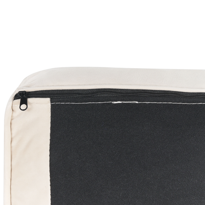 Chaise longue Velluto Beige e Oro Imbottito versione destra Orientamento Gambe In Metallo Rafforzamento Cuscino Design Moderno