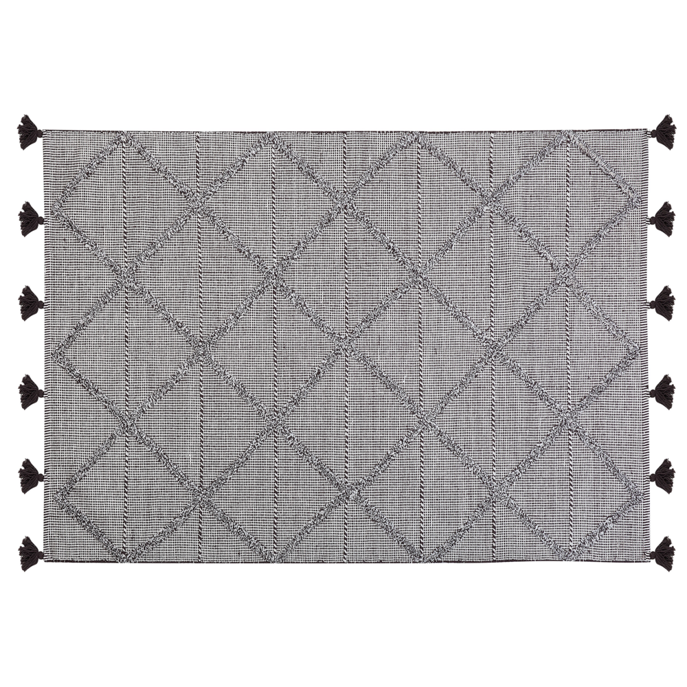 Tappeto Marrone 140 x 200 cm Motivo Geometrico con Nappe Orientali