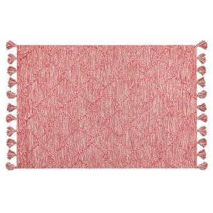 Tappeto rosso 140 x 200 cm cotone disegno geometrico soggiorno camera da letto