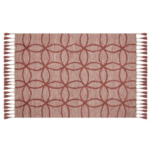 Tappeto in cotone trapunto a mano con motivo geometrico rosso 140 x 200 cm camera da letto soggiorno