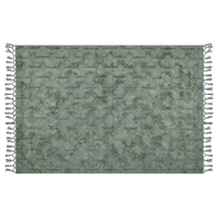 Tappeto cotone trapuntato verde con nappe 140 x 200 cm stile boho soggiorno