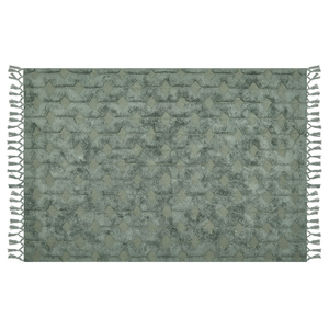 Tappeto cotone trapuntato verde con nappe 140 x 200 cm stile boho soggiorno
