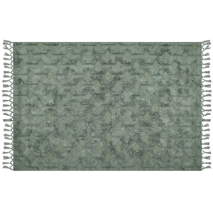 Tappeto cotone trapuntato verde con nappe 160 x 230 cm stile boho soggiorno