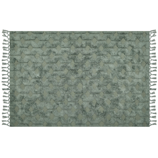 Tappeto cotone trapuntato verde con nappe 160 x 230 cm stile boho soggiorno