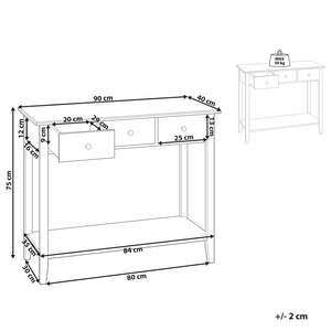 Tavolo Consolle Bianco MDF Gambe Legno 90 x 40 x 75 cm 3 Cassetti Scaffale Corridoio Mobili Soggiorno Stile Moderno