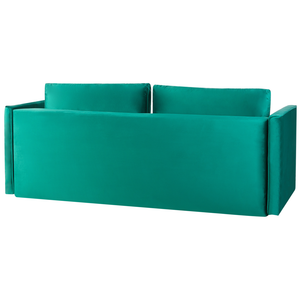 Divano letto in velluto verde con 3 posti con vano portaoggetti e cuscini sfoderabili stile moderno classico soggiorno