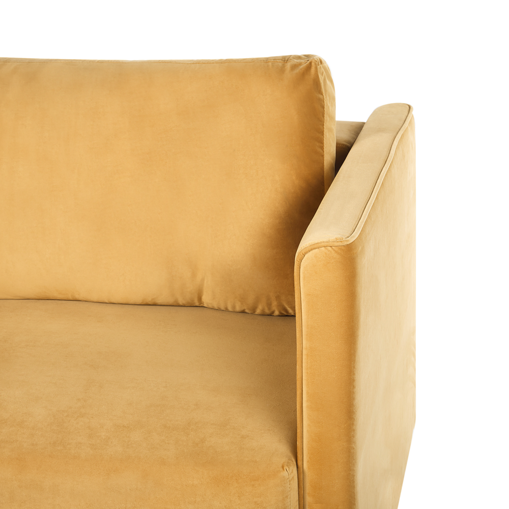 Divano letto in velluto giallo con 3 posti con vano portaoggetti e cuscini sfoderabili stile moderno classico soggiorno