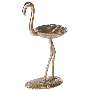 Decorazione domestica Fenicottero d'oro in alluminio a forma di vassoio portaoggetti Figurina moderna di design industriale