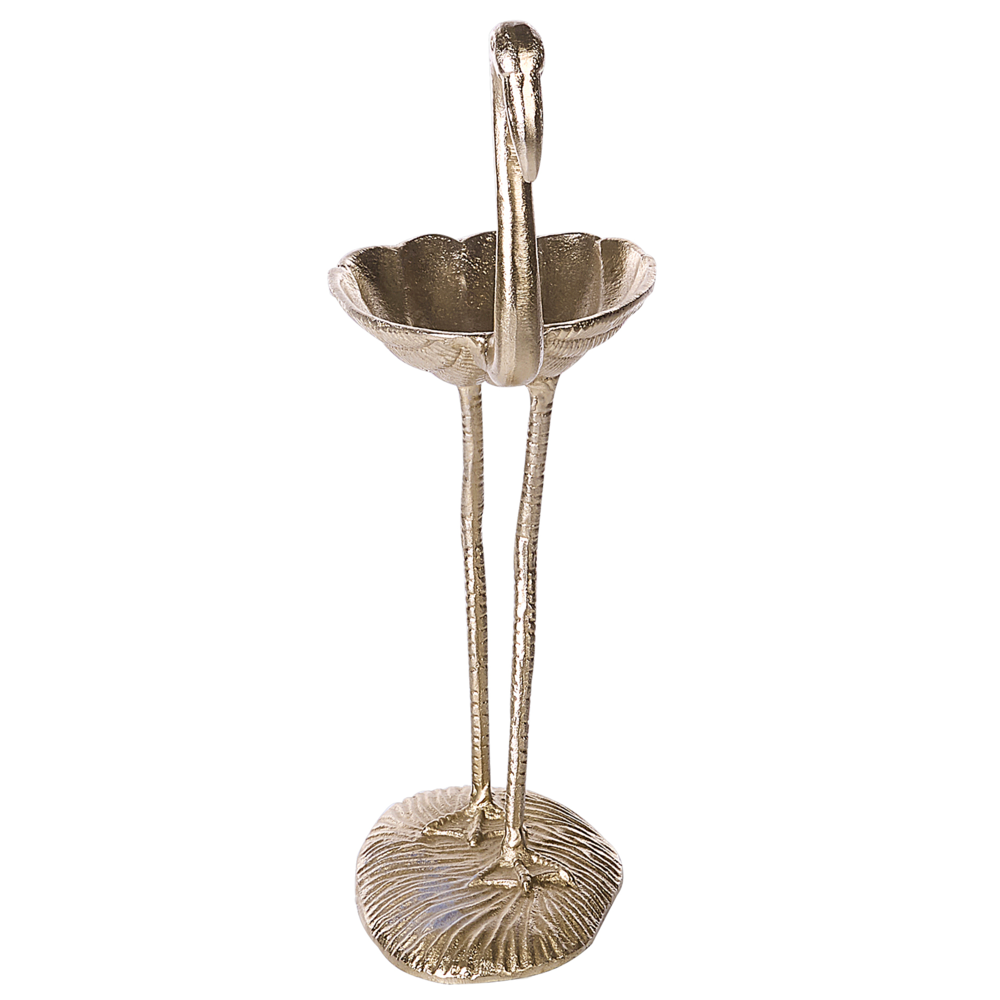 Decorazione domestica Fenicottero d'oro in alluminio a forma di vassoio portaoggetti Figurina moderna di design industriale