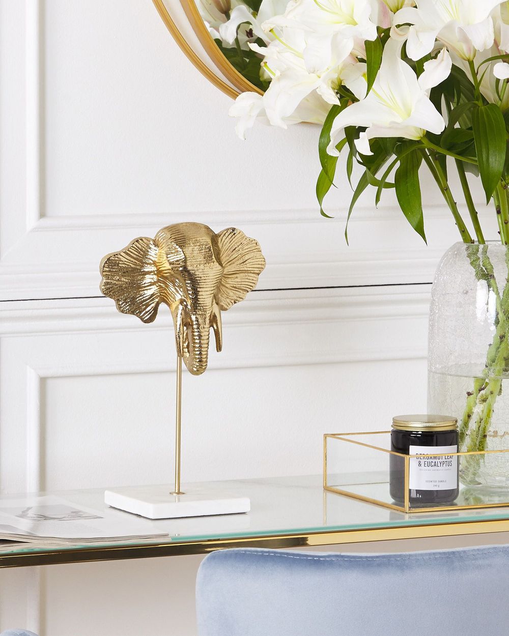 Decorazione domestica Elefante d'oro in alluminio a forma di tavola Figura Design industriale moderno