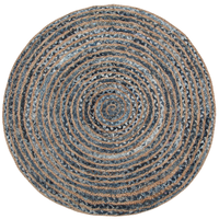 Tappeto tappetino Iuta Blu Rotondo Boho Soggiorno ø 120 cm stile moderno