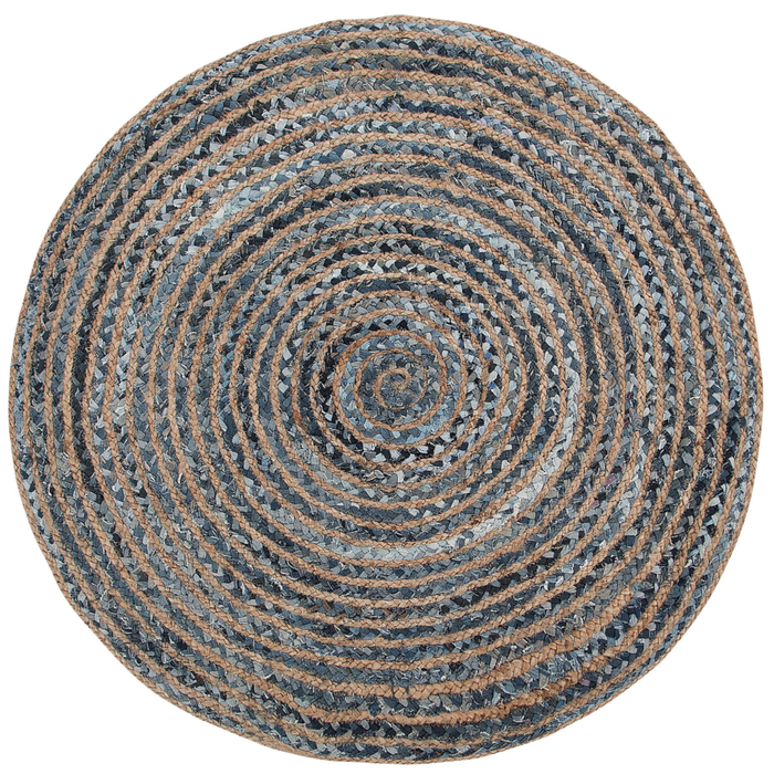 Tappeto tappetino Iuta Blu Rotondo Boho Soggiorno ø 120 cm stile moderno