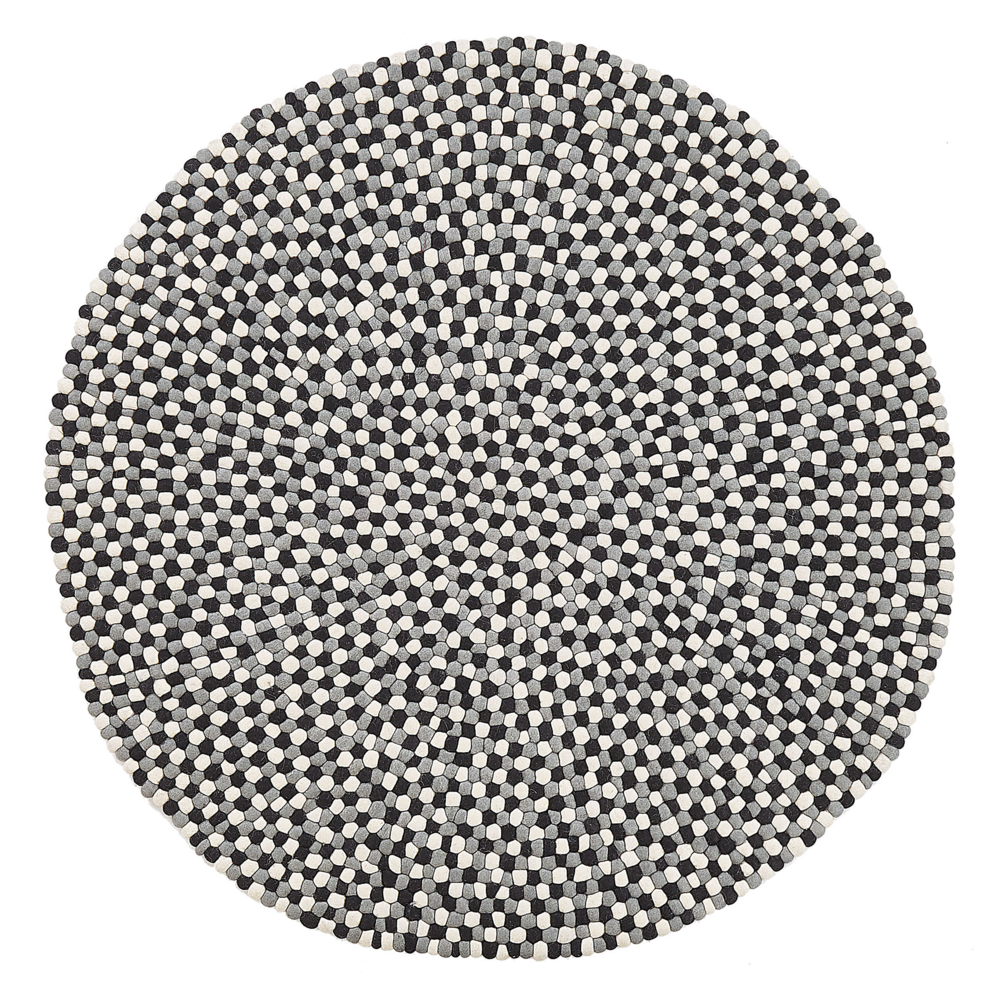 Tappeto tappetino Multicolore Feltro di Lana Palline Intrecciate a Mano Rotondo ø140 cm