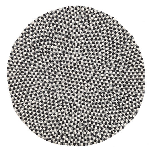 Tappeto tappetino Multicolore Feltro di Lana Palline Intrecciate a Mano Rotondo ø140 cm