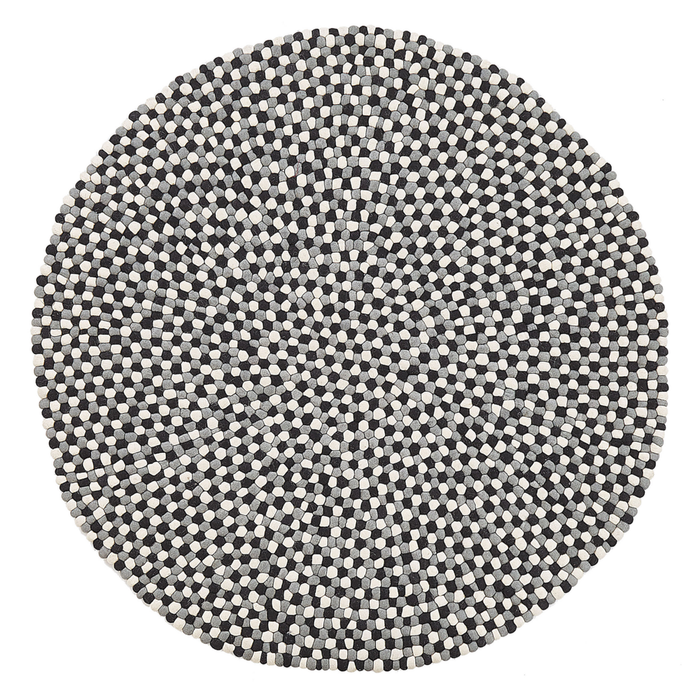 Tappeto tappetino Multicolore Feltro di Lana Palline Intrecciate a Mano Rotondo ø140 cm