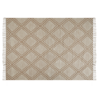 Tappeto in cotone bianco beige 160 x 230 cm motivo geometrico nappe tribali orientali
