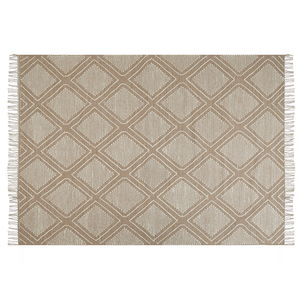 Tappeto in cotone bianco beige 160 x 230 cm motivo geometrico nappe tribali orientali