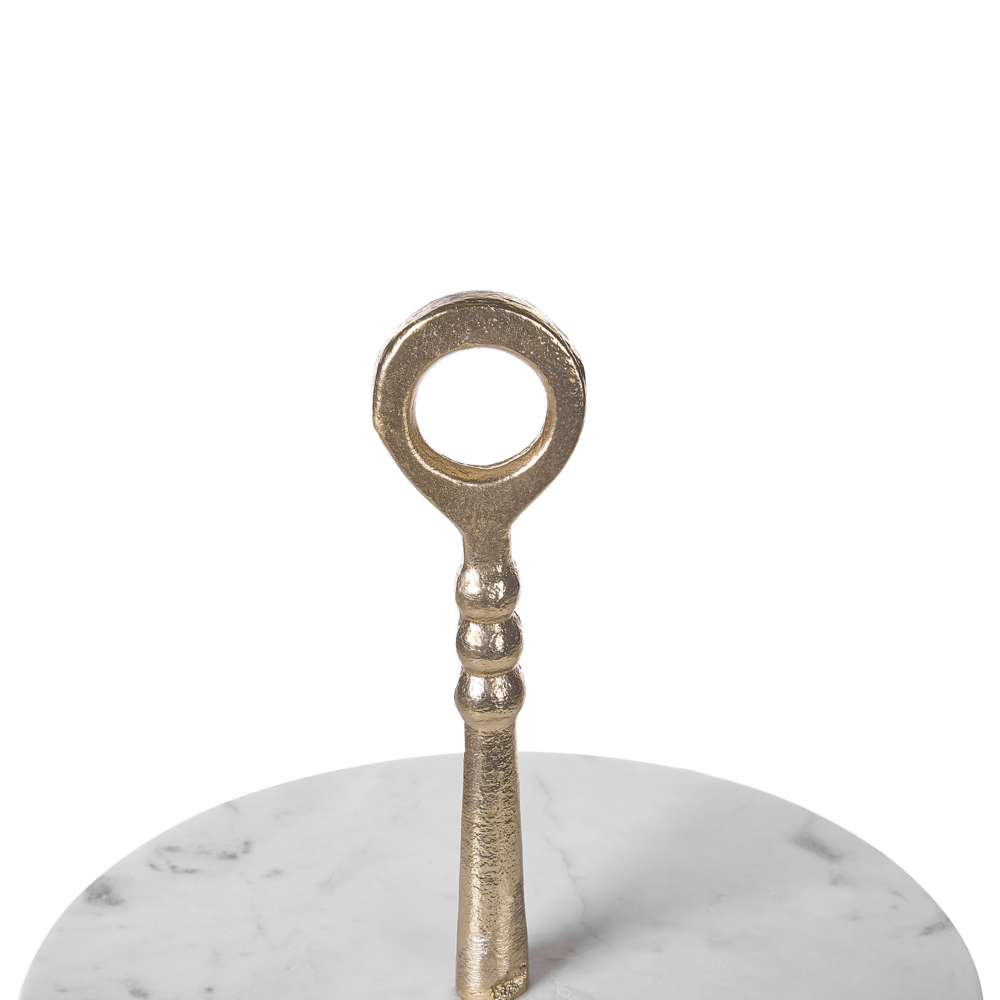 Piatto da dessert a 2 piani metallo marmo oro e bianco Design moderno e glamour