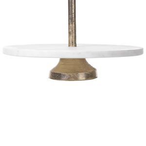 Piatto da dessert a 2 piani metallo marmo oro e bianco Design moderno e glamour