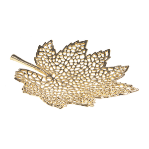 Set di 3 vassoi decorativi in alluminio dorato Foglia d'acero Glam Modern Decor Home Accessories
