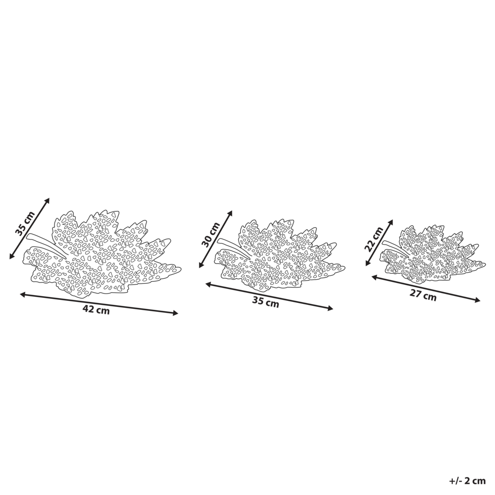 Set di 3 vassoi decorativi in alluminio dorato Foglia d'acero Glam Modern Decor Home Accessories