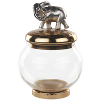 Set di 2 contenitori decorativi in alluminio oro e argento Barattoli con motivi animali Coperchi trasparenti