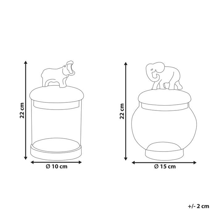 Set di 2 contenitori decorativi in alluminio oro e argento Barattoli con motivi animali Coperchi trasparenti