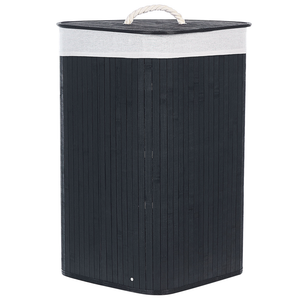 Cestino portaoggetti in bambù nero con coperchio Cestino per biancheria Accessori pratici lavanderia bucato