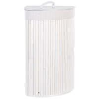 Cestino portaoggetti in bambù bianco con coperchio Cestino per biancheria Accessori pratici lavanderia bucato