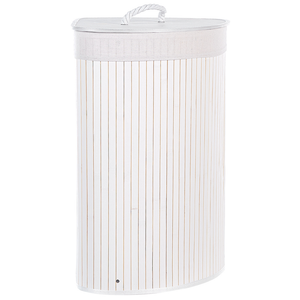 Cestino portaoggetti in bambù bianco con coperchio Cestino per biancheria Accessori pratici lavanderia bucato