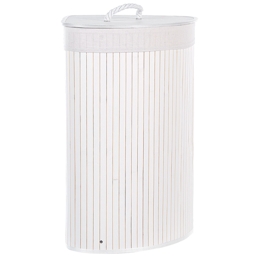Cestino portaoggetti in bambù bianco con coperchio Cestino per biancheria Accessori pratici lavanderia bucato