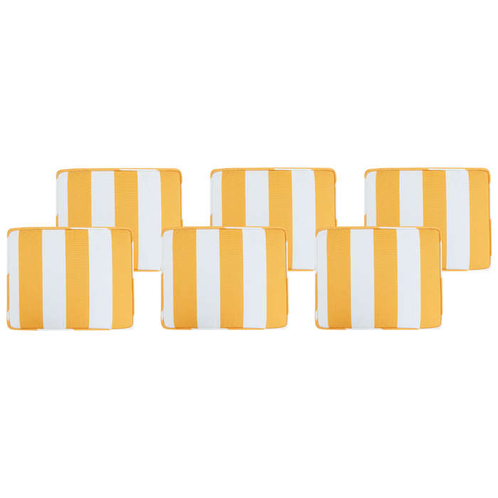 Set di 6 cuscini per sedie da esterno giallo e bianco 31 x 39 cm giardino terrazzo tessuto resistente