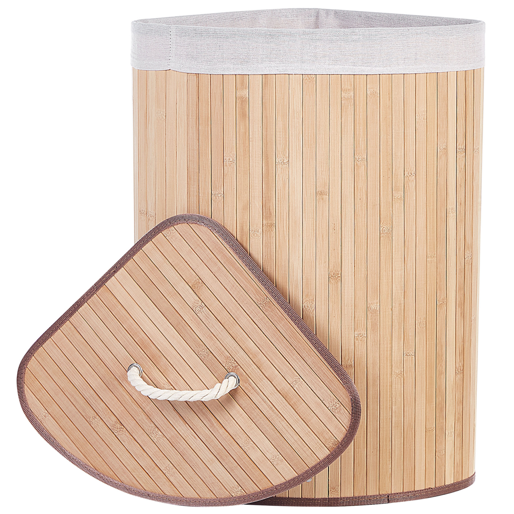 Cestino portaoggetti in bambù legno chiaro con coperchio Cestino per biancheria Accessori pratici lavanderia bucato